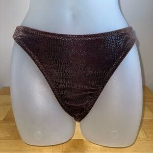 Womens 90S Dead Stock Bikini Joes Brown Crocodile, Print Bikini Bottoms Sz S NWT